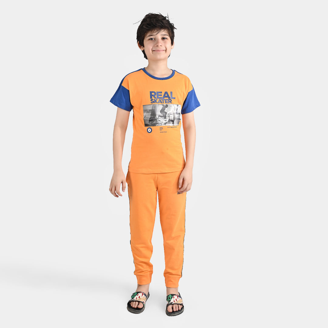 Boys Jersey/Terry 2 Piece Suit Real Skater-Orange/Blue