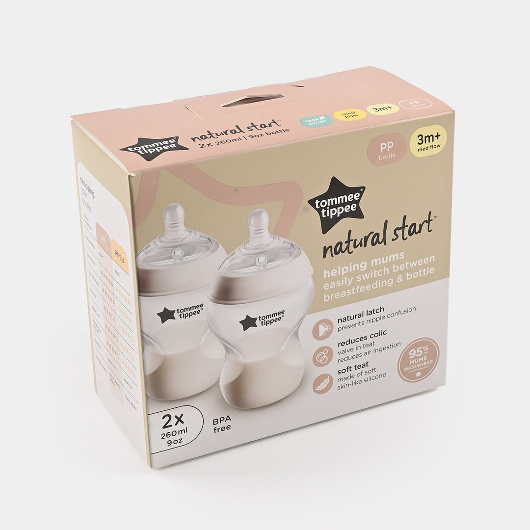 Tommee Tippee Natural Start Baby Feeding Bottles | Twin Pack (260ml / 9oz)