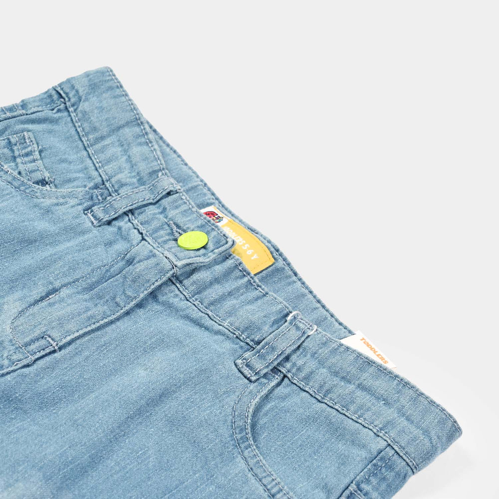 Girls Denim Rigid Short Solid-Ice Blue