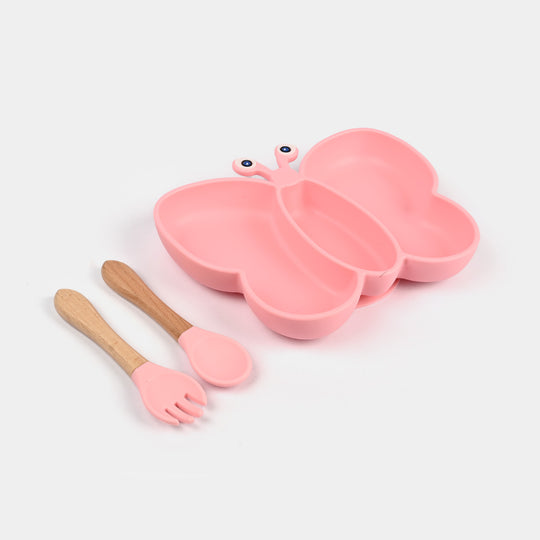 Baby Silicone Plate with Fork & Spoon Set