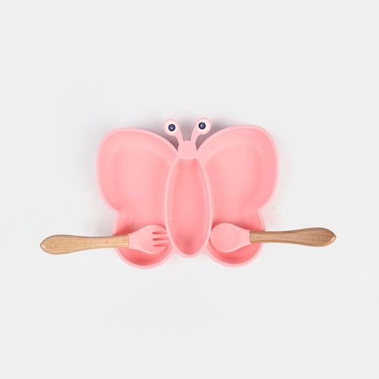 Baby Silicone Plate with Fork & Spoon Set