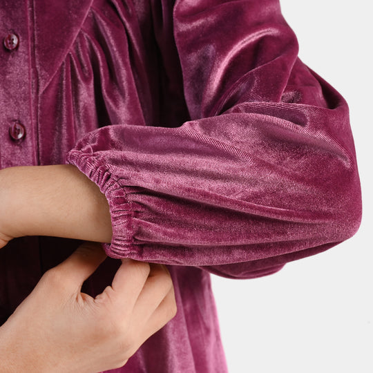 Girls Velvet Co-ord Set Raspberry