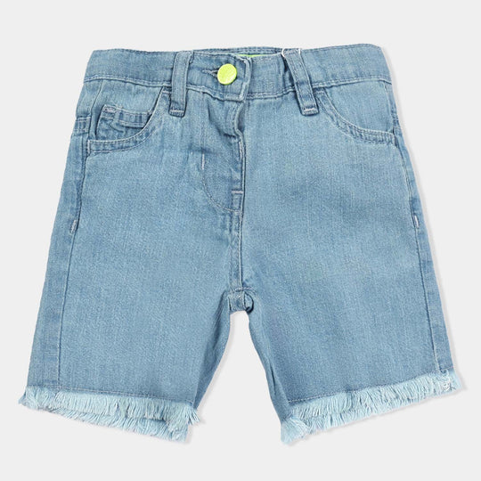 Infant Girls Denim Rigid Short Solid-Ice Blue