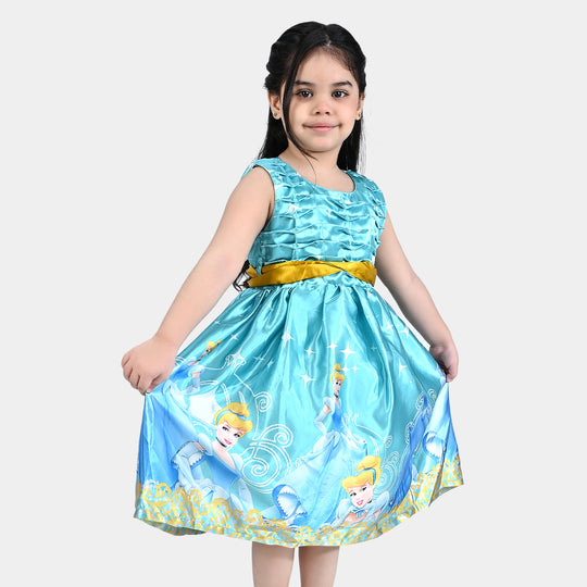 Girls Poly Satin Fancy Frock-Multi