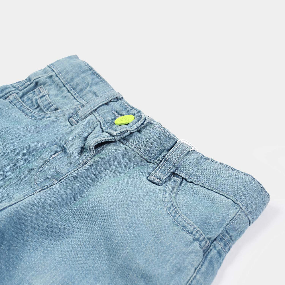 Infant Girls Denim Rigid Short Solid-Ice Blue