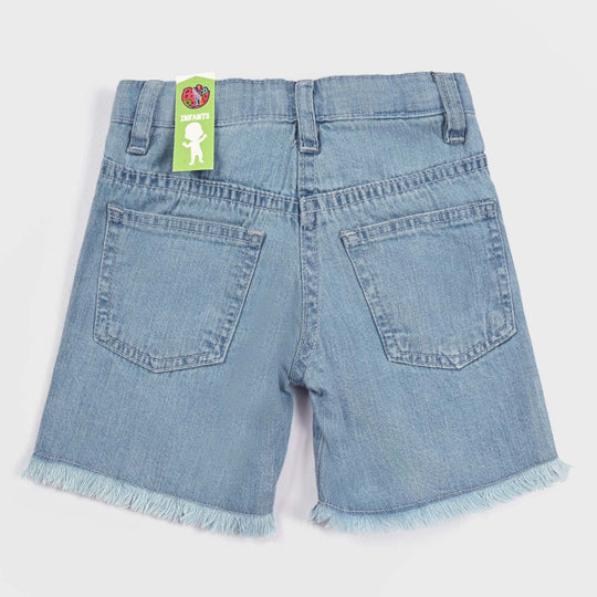 Infant Girls Denim Rigid Short Solid-Ice Blue