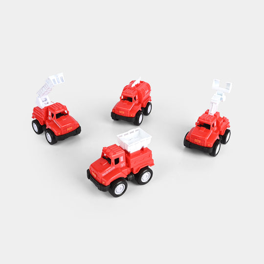 Mini Fire Rescue Truck Toy Set – 4-Piece Red Emergency Vehicle Collection
