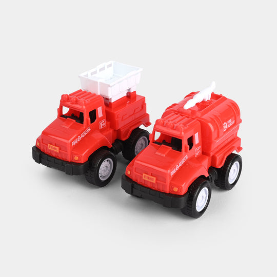 Mini Fire Rescue Truck Toy Set – 4-Piece Red Emergency Vehicle Collection