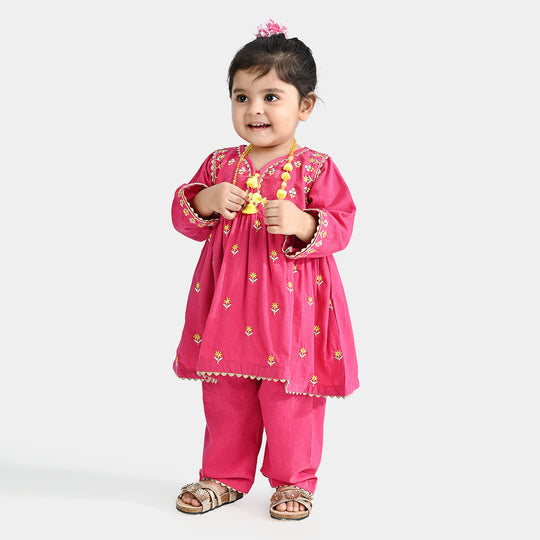 Infant Girls CVC EMB 2PCs Colour Blast-Bright Pink