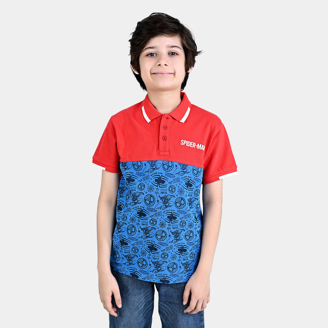 Boys Cotton PK Polo- Red