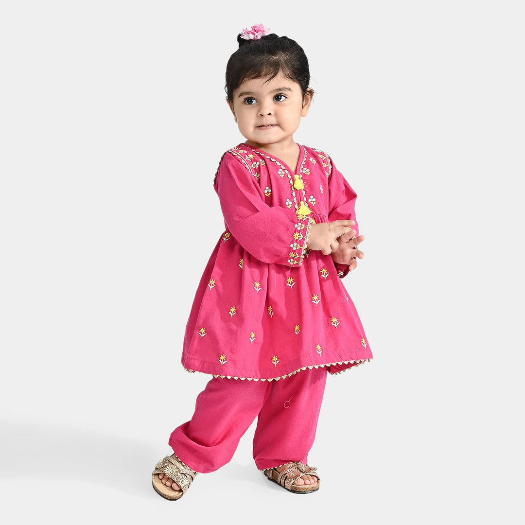 Infant Girls CVC EMB 2PCs Colour Blast-Bright Pink