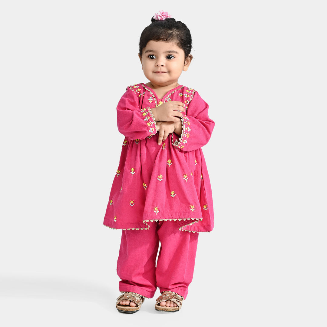 Infant Girls CVC EMB 2PCs Colour Blast-Bright Pink