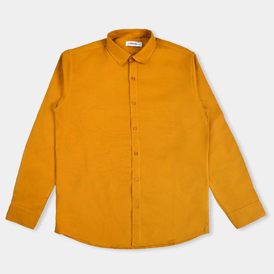 Teens Boys Cotton Casual Shirt F/S Basic-Mustard