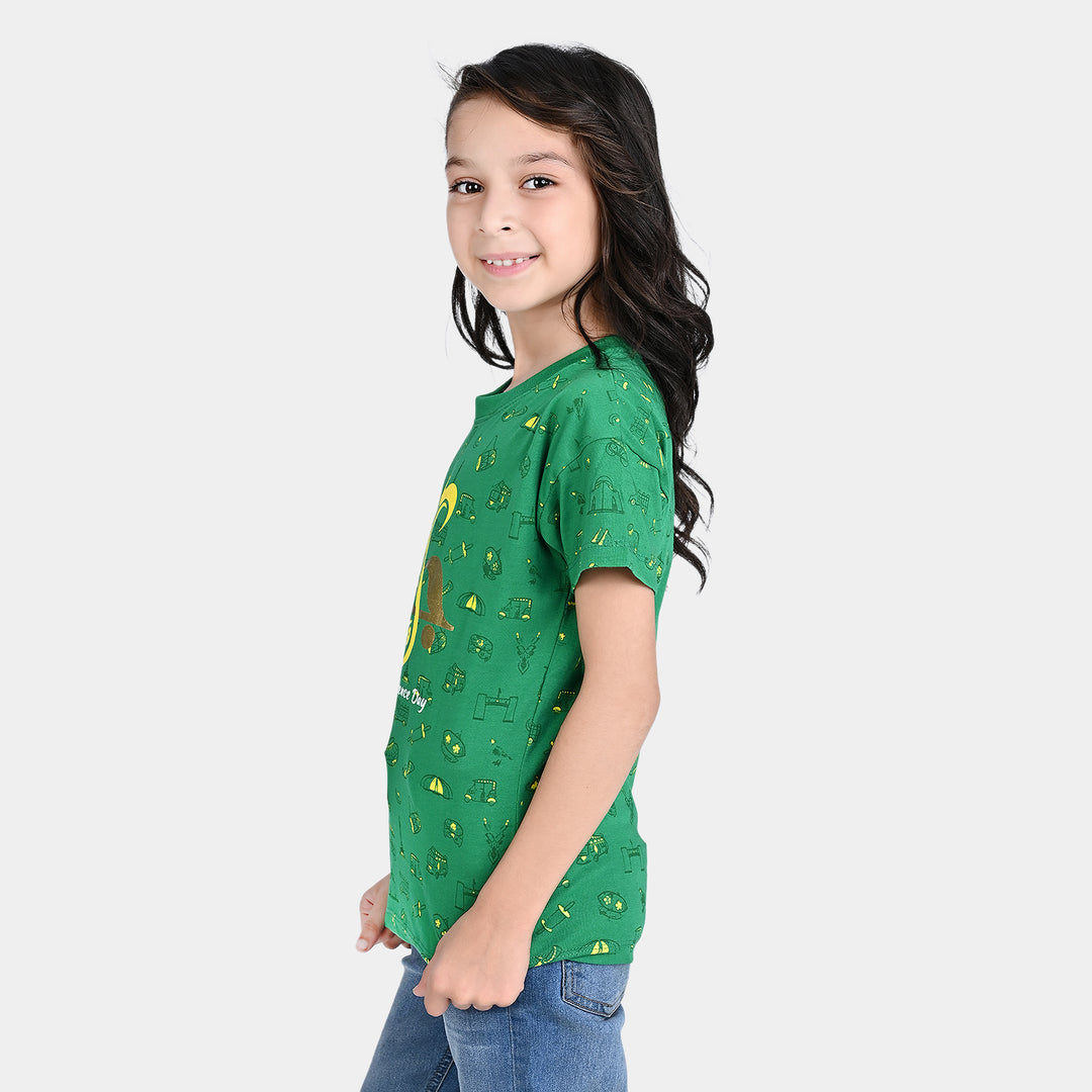 Girls Poly Cotton Jersey T-Shirt H/S Azadi-Fern Green