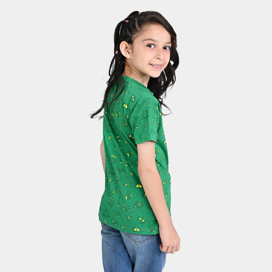 Girls Poly Cotton Jersey T-Shirt H/S Azadi-Fern Green