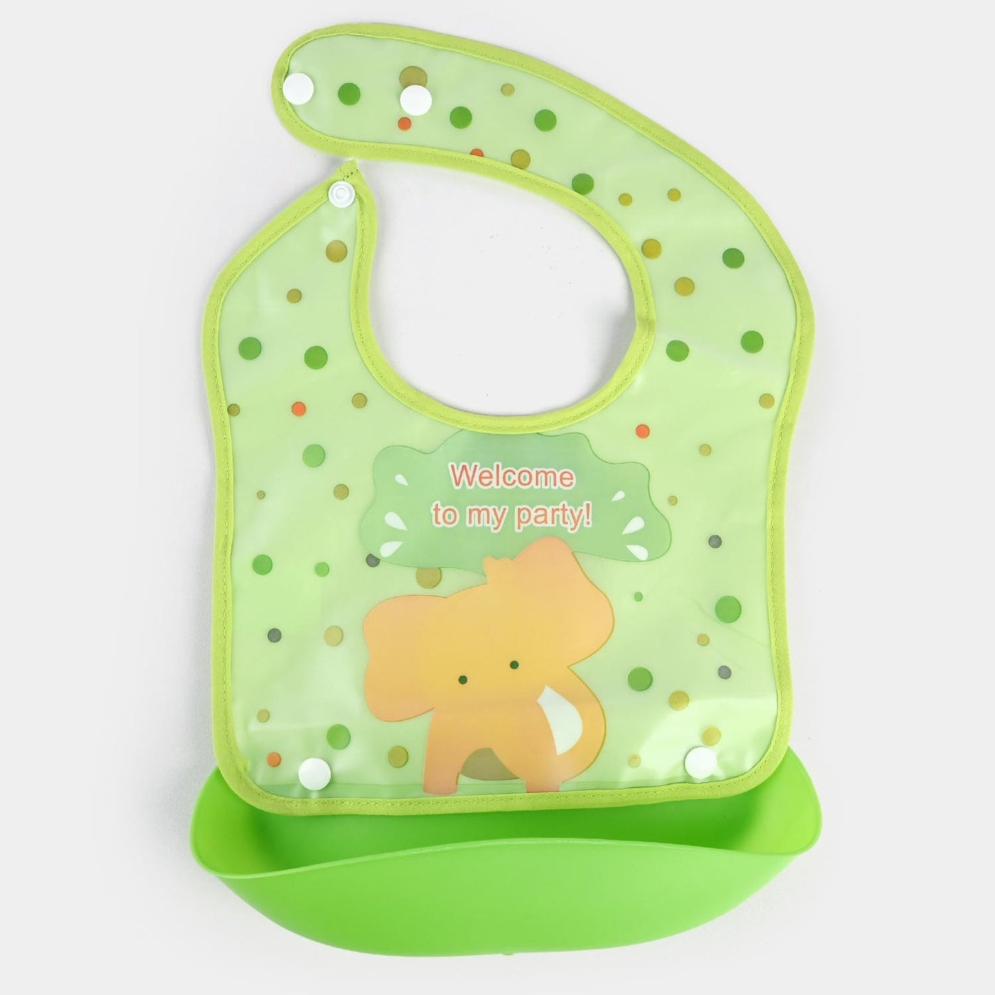 PLASTIC BIB WITH HOLDER FOR BABIES - GREEN