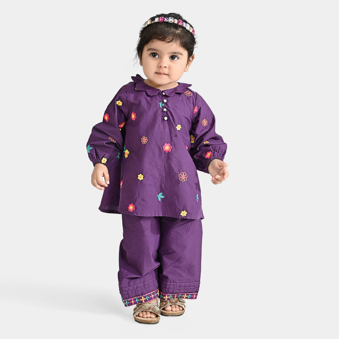 Infant Girls Cotton Poplin Co-ord Set High Tide-Purple