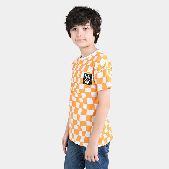 Boys Cotton Jersey T-Shirt H/S Born To Ride-Citrus