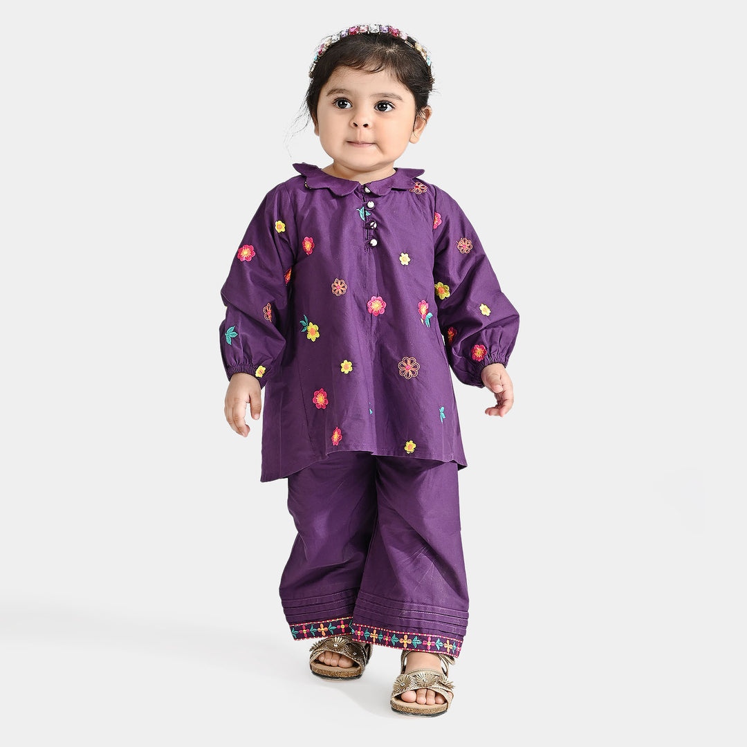 Infant Girls Cotton Poplin Co-ord Set High Tide-Purple