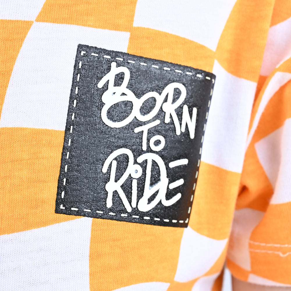 Boys Cotton Jersey T-Shirt H/S Born To Ride-Citrus