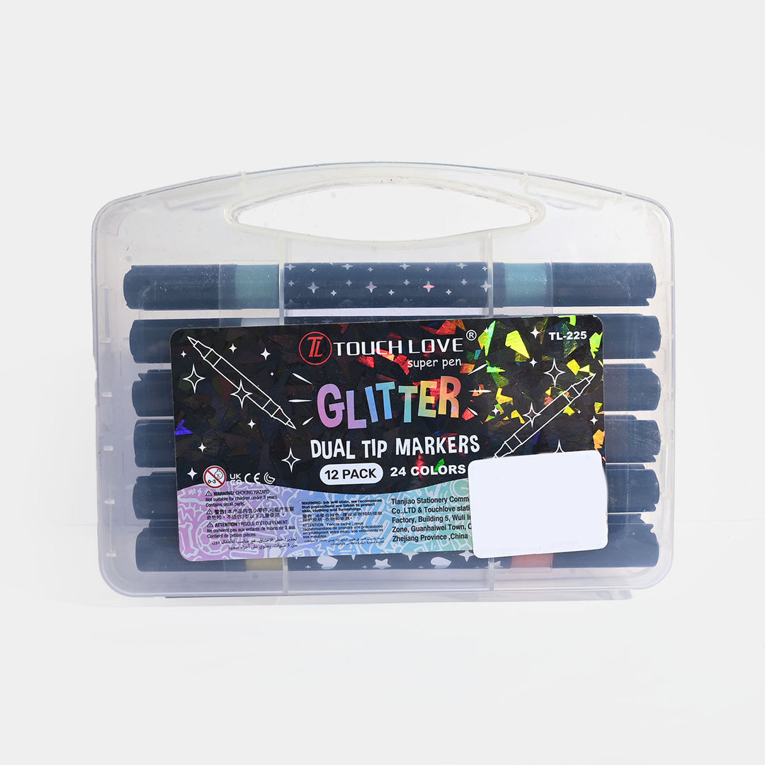 TouchLove Glitter Dual Tip Markers – 24 Pack