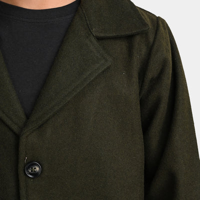 Boys Wool Trench Coat -Olive