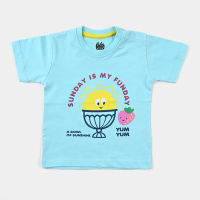 Infant Girls Slub Jersey T-Shirt Sunday-T-Turquois