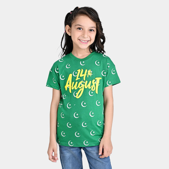 Girls Poly Cotton Jersey T-Shirt H/S 14 August-Fern Green