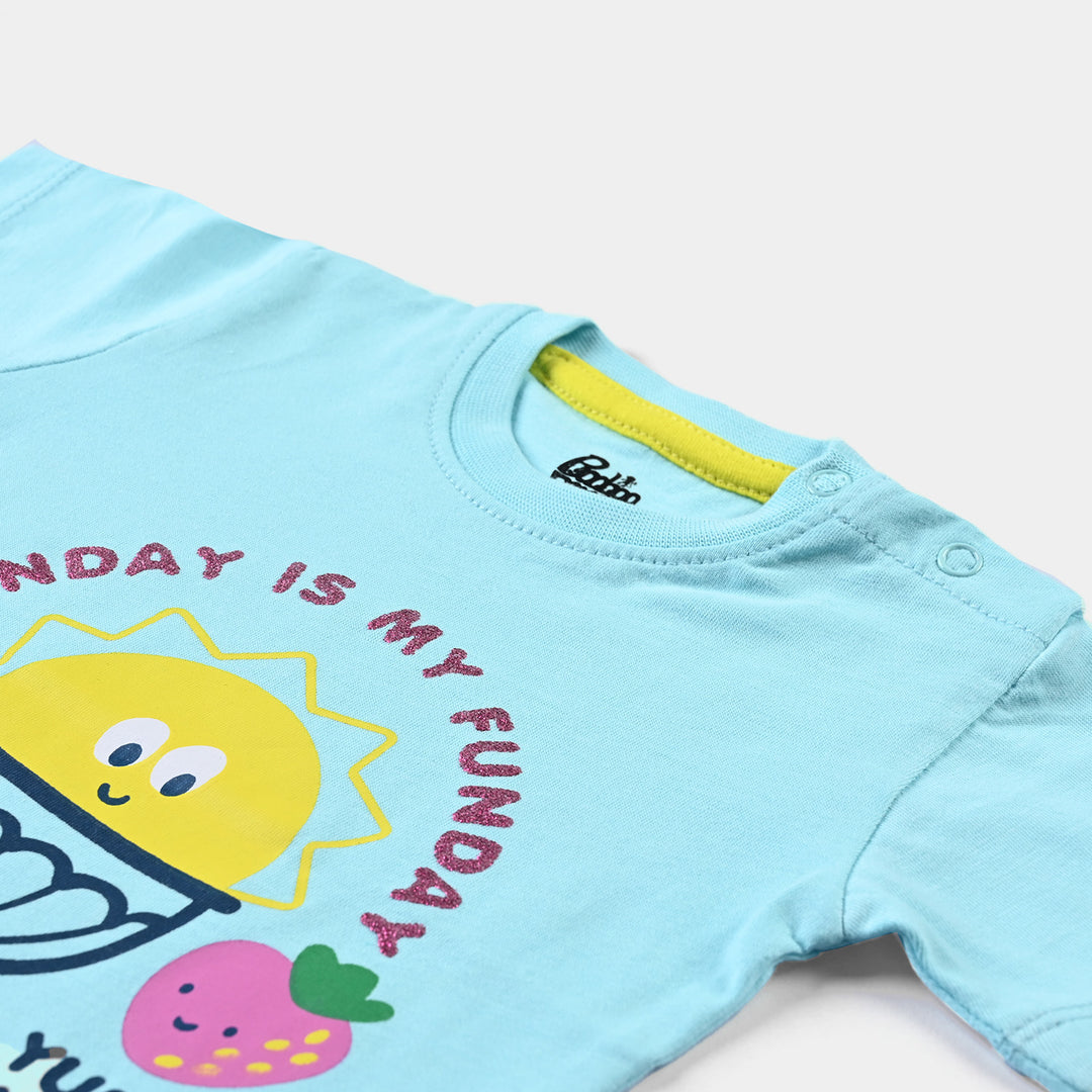 Infant Girls Slub Jersey T-Shirt Sunday-T-Turquois