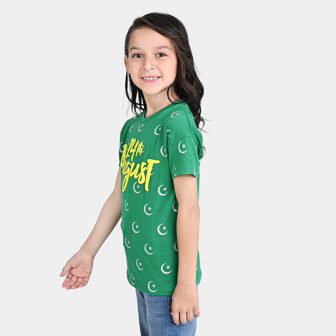 Girls Poly Cotton Jersey T-Shirt H/S 14 August-Fern Green