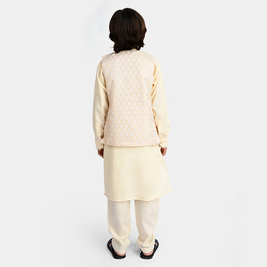 Boys Slub 3 PCs Suit - Off White