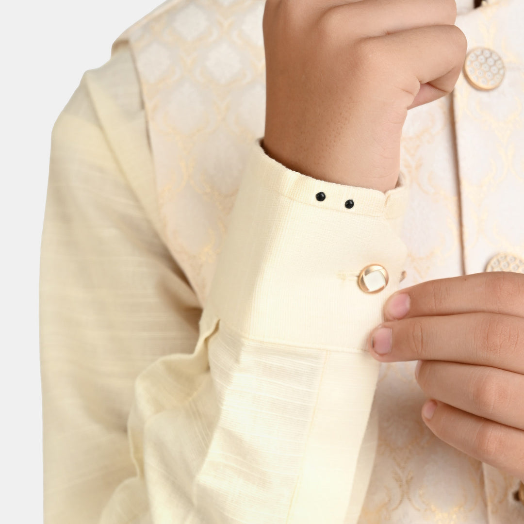 Boys Slub 3 PCs Suit - Off White