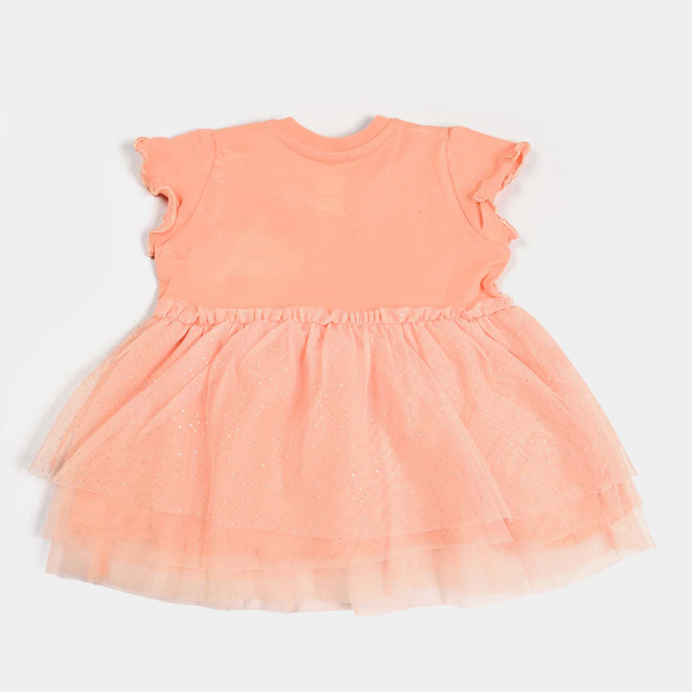 Infant Girls Cotton Jersey Knitted Frock - Peach