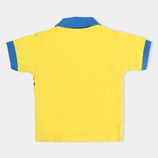 Infant Boys Cotton Boys Polo Trucks-B.Yellow