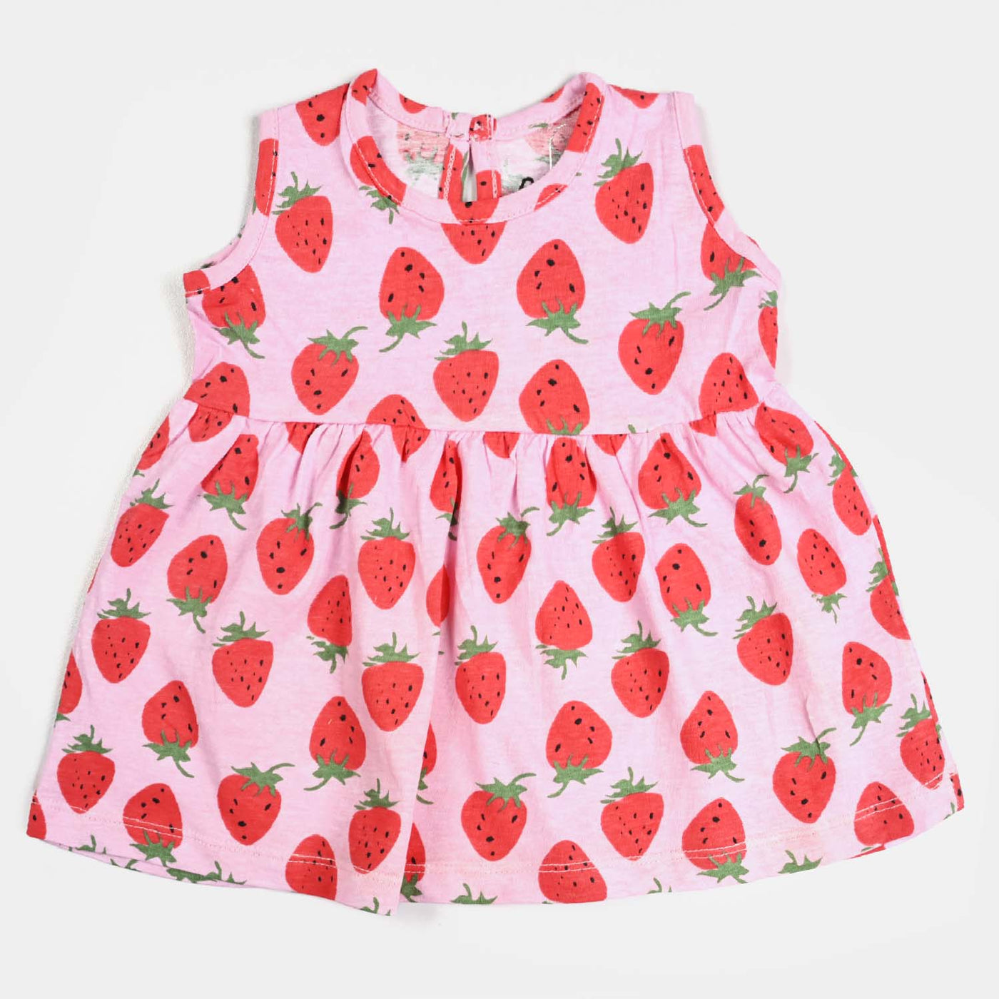 Infant Girls Cotton Terry Knitted Frock Strawberry-Printed