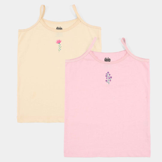 Girls Cotton Jersey Cami Pack of 2 (Garden) - Pink/Yellow