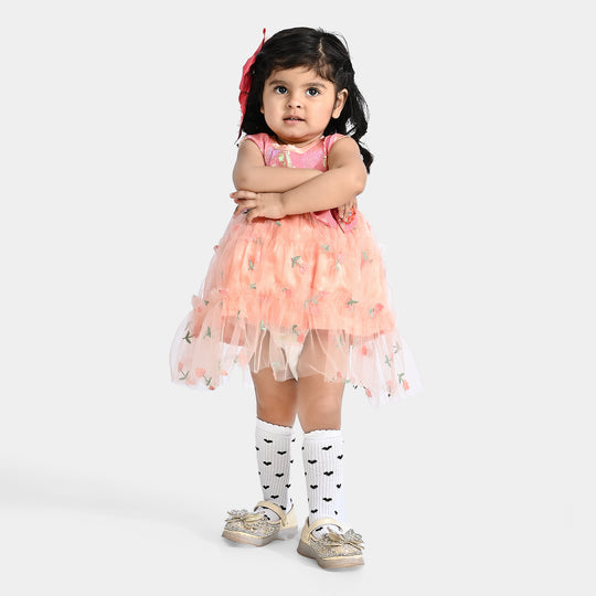 Infant Girls Sequence Fancy Frock My Girl-Peach