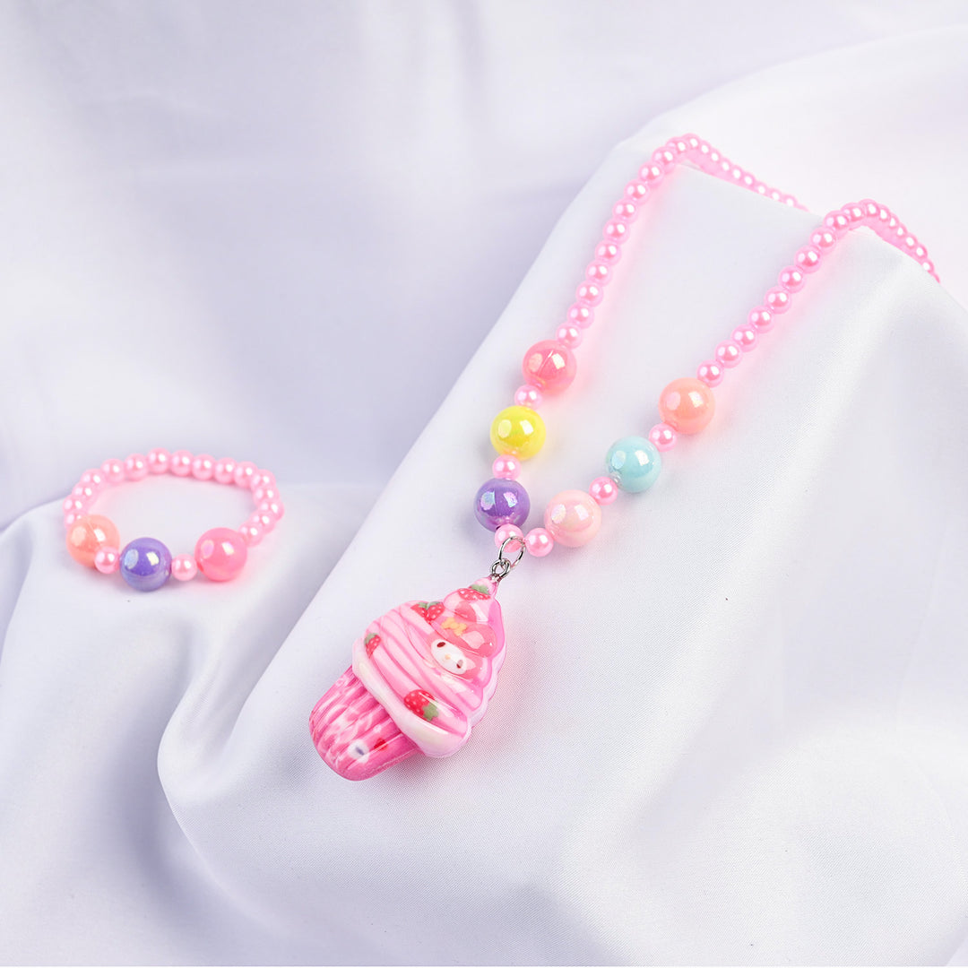 GIRLS CHARM BEADED NECKLACE & BRACELET