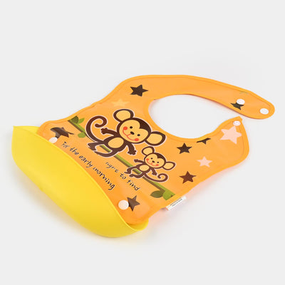 PLASTIC BIB WITH HOLDER FOR BABIES - YELLOW