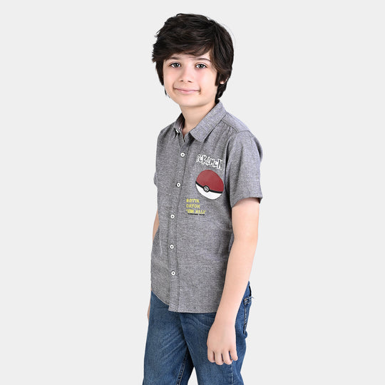 Boys Cotton Casual Shirt H/S -GREY