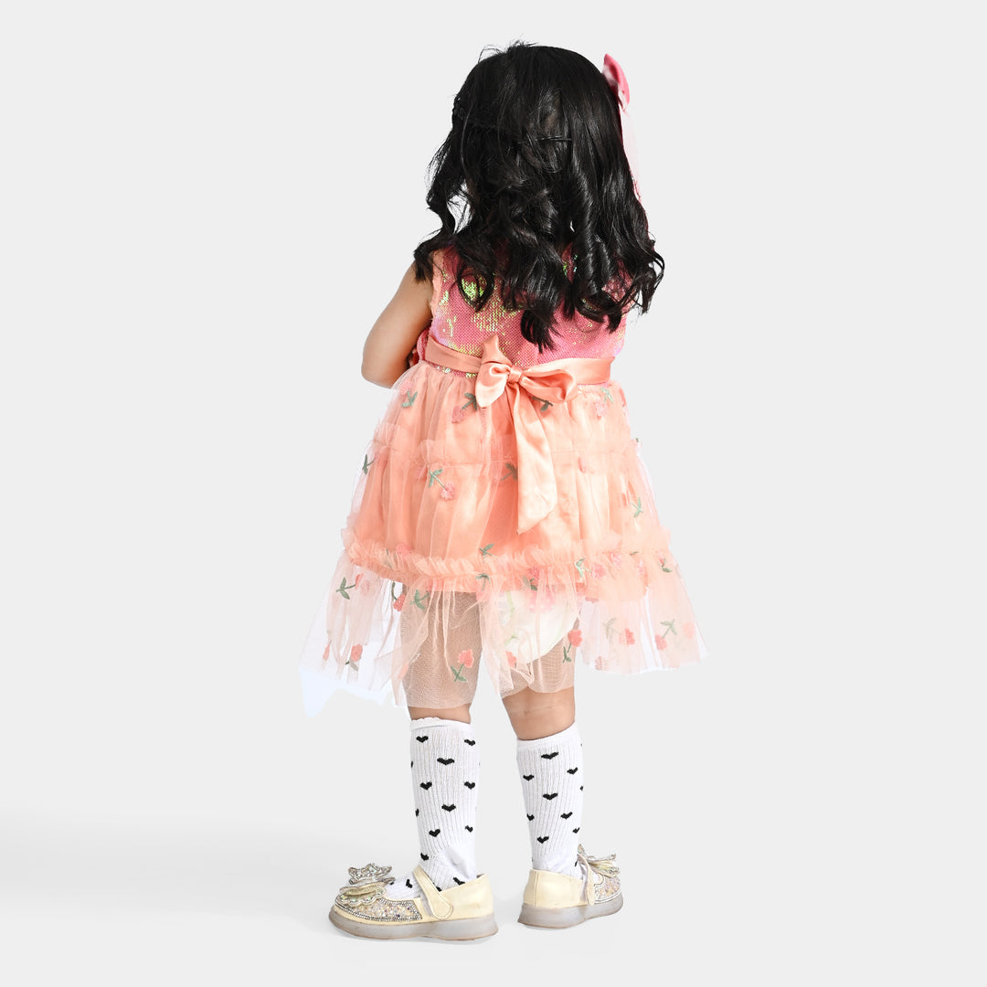 Infant Girls Sequence Fancy Frock My Girl-Peach