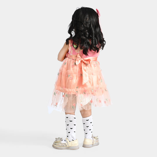 Infant Girls Sequence Fancy Frock My Girl-Peach