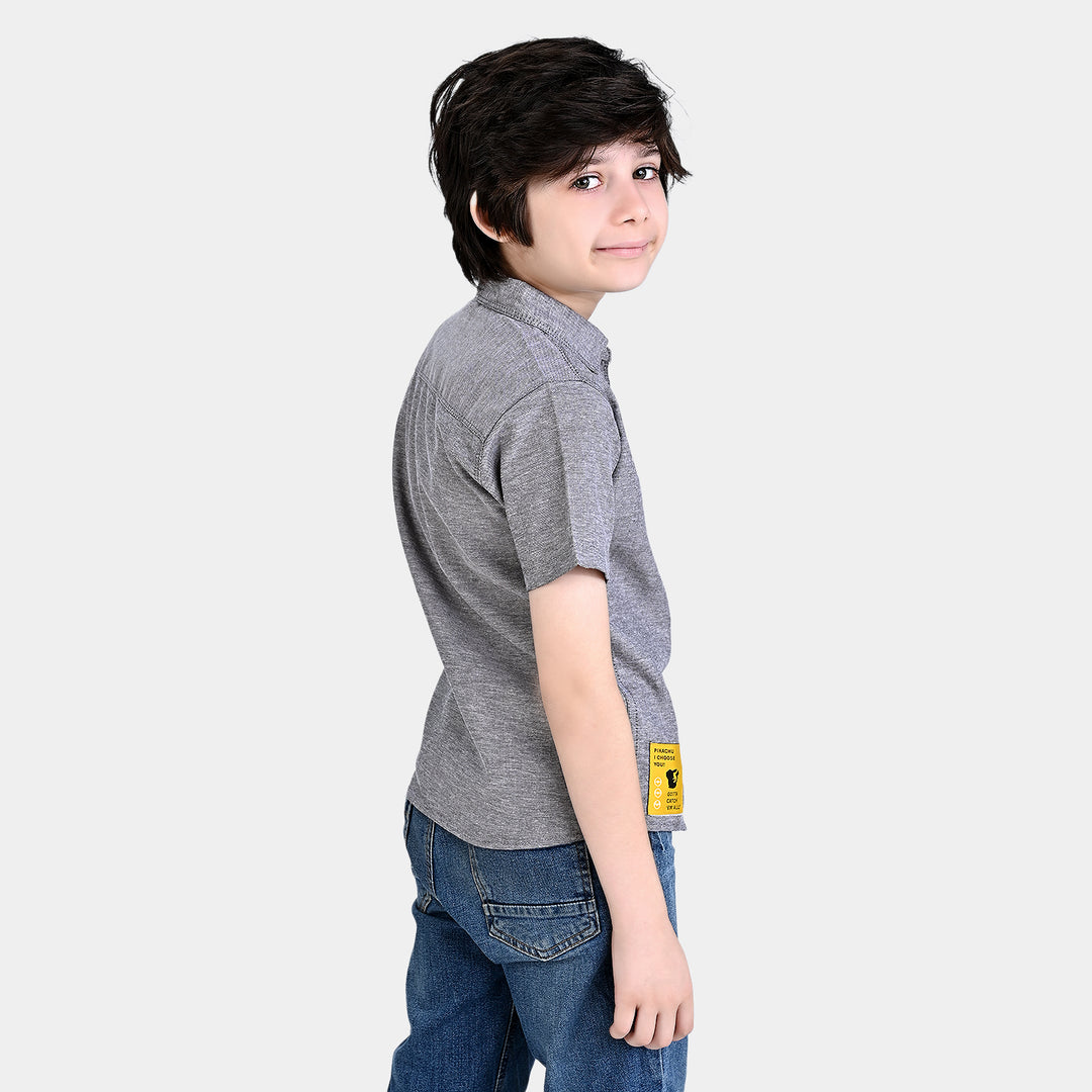 Boys Cotton Casual Shirt H/S -GREY