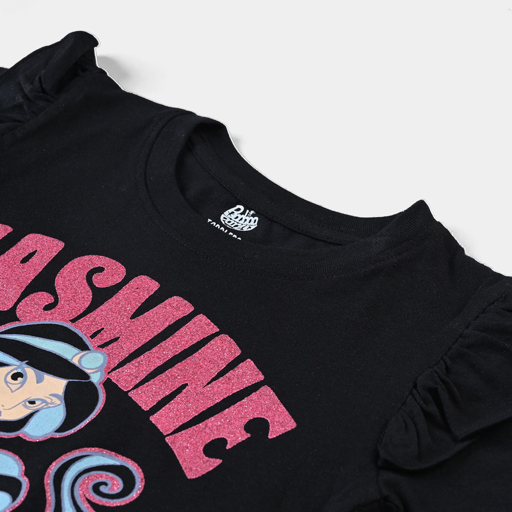 Girls Cotton Jersey T-Shirt Jasmine-Jet Black