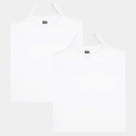 Girls Cotton Jersey Cami Pack of 2 (Basic) - White