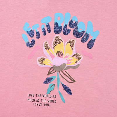 Girls Slub Jersey T-Shirt H/S Lets Bloom-C. Pink