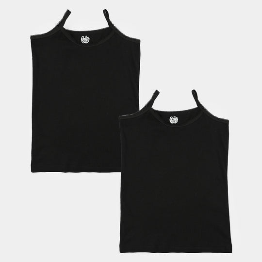 Girls Cotton Jersey Cami Pack of 2 (Basic) - Black