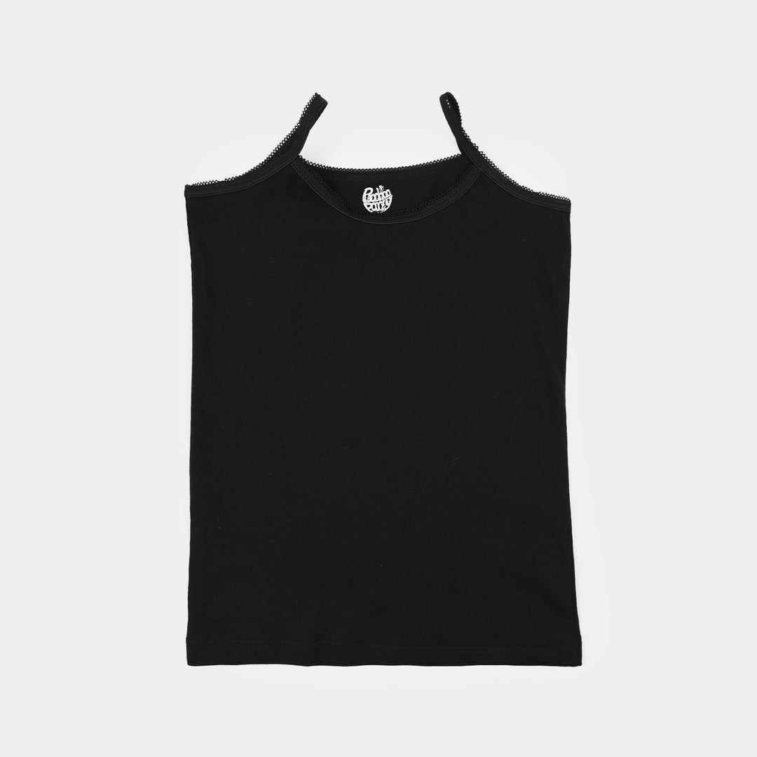 Girls Cotton Jersey Cami Pack of 2 (Basic) - Black