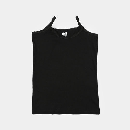 Girls Cotton Jersey Cami Pack of 2 (Basic) - Black