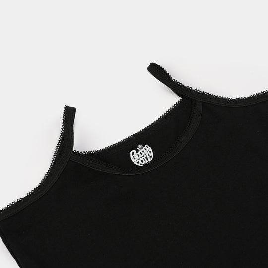Girls Cotton Jersey Cami Pack of 2 (Basic) - Black